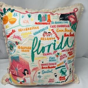 FLORIDA Disney Springs - Extra Large Colorful Florida Embroidered Pillow